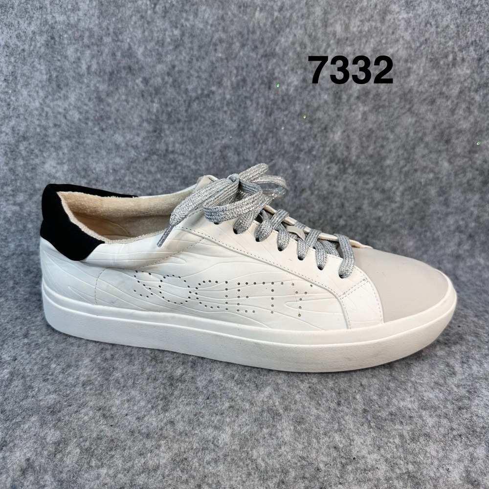 Sole Society Womens Size 9.5 White Sneakers Silver Glitter Lace Up Casual Shoes